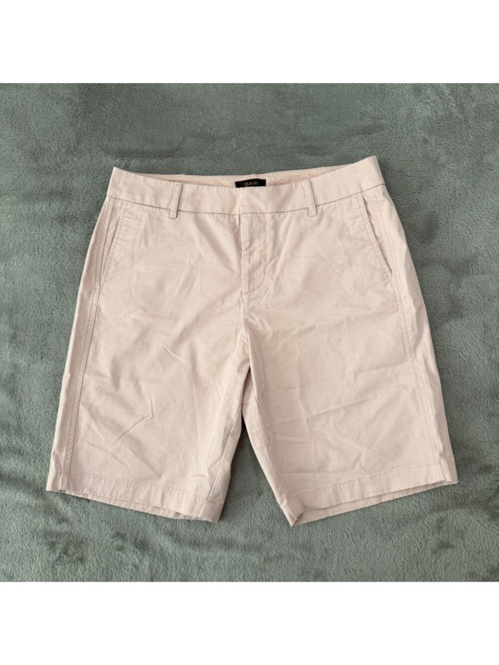 Quince Organic Stretch Cotton Chino Bermuda Shorts Women's size 12 Shell Pink